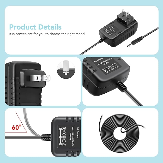 24V AC Adapter Charger Compatible with Govee H6078 RGBIC Floor Lamp LED Wi-Fi App Control Smart lamp Power Supply Cord Mains PSU