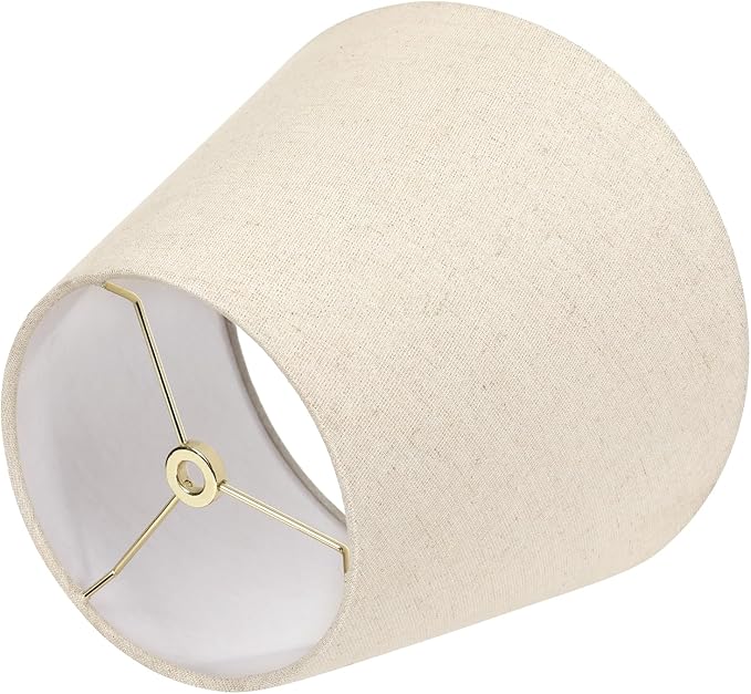 Small Lamp Shade, ALUCSET Barrel Fabric Lampshade for Table Lamp and Floor Light, 6x10x7.5 inch, Natural Linen Hand Crafted, Spider