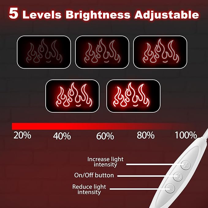 Red Flame Neon Sign – LED Wall Light for Game Room, Bedroom, Bar, Party or Club Decor, USB Powered Fire Shape Neon Wall Art for Home or Event 16″×10.2″