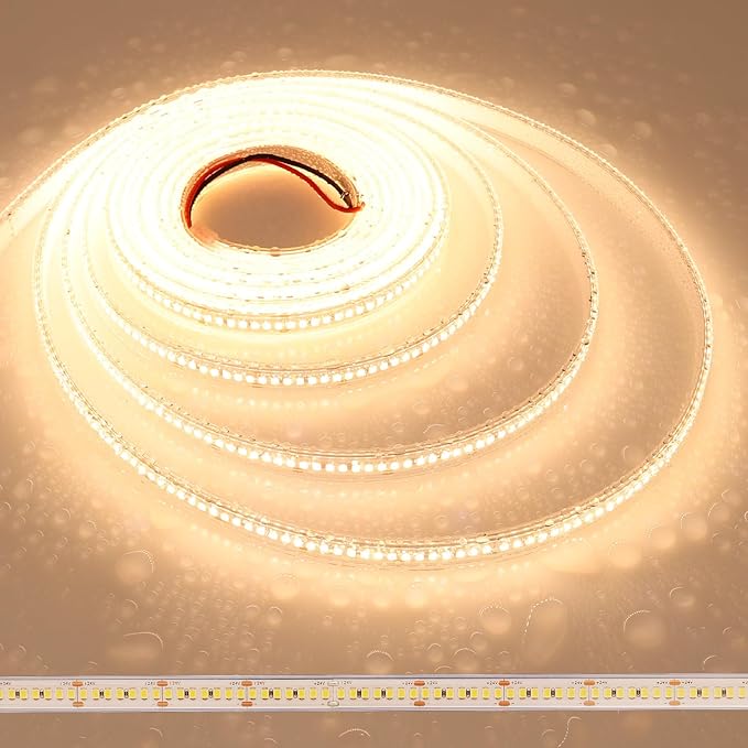 JOYLIT 24V LED Strip Lights 16.4FT IP67 Outdoor 3000K Warm White 793lm/ft Ulta Bright CRI 92+, UL Premium SMD 2835 238LEDs/M High Density 120W Dimmable Tape Light for Commercial, Industrial, Home