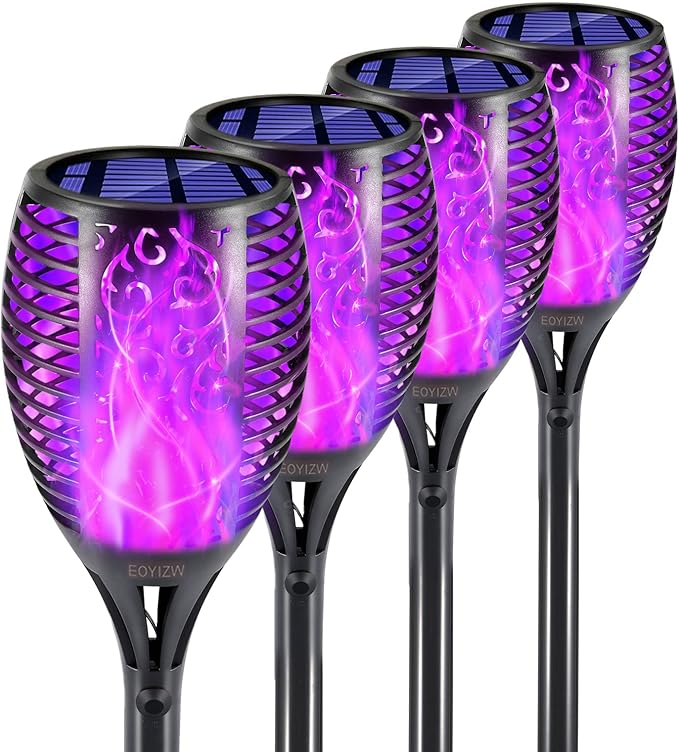 EOYIZW Solar Lights Outdoor, 4 Pack Premium 99 LEDs Purple Halloween Decorations Solar Lights - IP65 Waterproof Garden Outdoor Decor for Halloween Yard Patio Porch