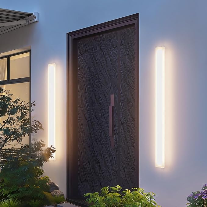 2 Pack 39.4In Long Outdoor Wall Light,Modern Outdoor Wall Sconces IP65 Waterproof Linear Exterior Wall Lights 3000K for Porch House Courtyard(White)