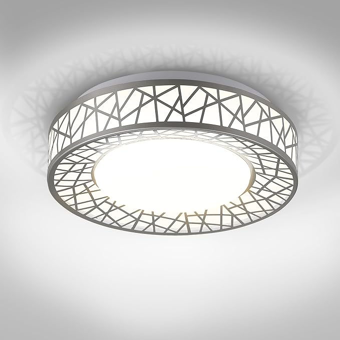 ASD 12 Inch LED Flush Mount Ceiling Light Fixture for Bedroom, 20W 1130LM 5CCT 2700K-5000K, Triac Dimmable Lights, Dining, Living Room, Kitchen Lamps, Modern Home Lighting Fixtures, Nickel, ETL