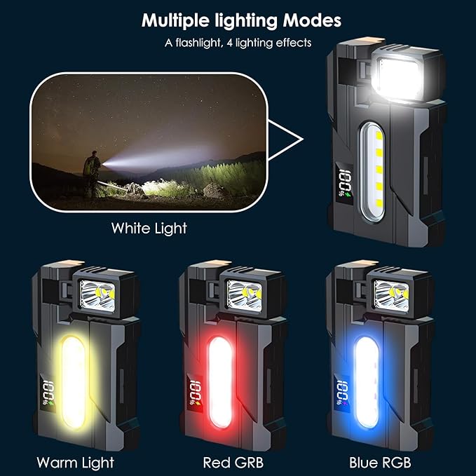 G5 EDC Flashlight – 400 Lumens Super Bright Rechargeable Mini Light with 270°Rotatable Magnet, 3 Modes Dual Light, 1200mAh Portable Flat Pocket Flashlights for Outdoor Camping Daily Carry (1Pcs)
