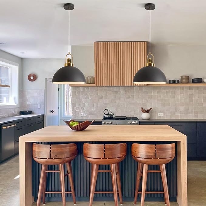 Vintage Industrial Black and White Iron Pendant Light,Hallway - Diameter 13.58 "- Wire Length 78.74",Copper Socket Pendant Light, Suitable for Kitchen Islands,