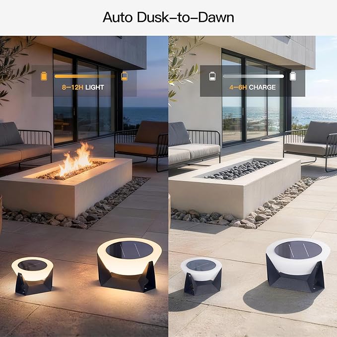 Solar Floor Lamp, Medium Solar Lantern, 3000K LED Outdoor Lanterns for Porch, Dusk to Dawn Outdoor Lights for Patio, Waterproof Floor Lamps, Modern Garden Lights Free Standing for Deck Table Yard