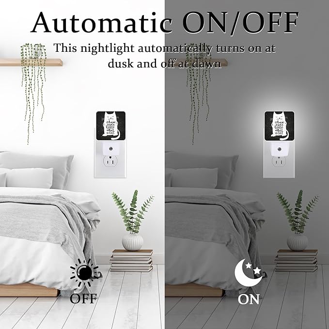 Funny Cat Meow Night Light, Plug-into Wall Cat Lover Nightlight Lamp with Dusk to Dawn Sensor, Led Lamp 0.5W Energy Efficient for Boys Girls Adults Home Decor