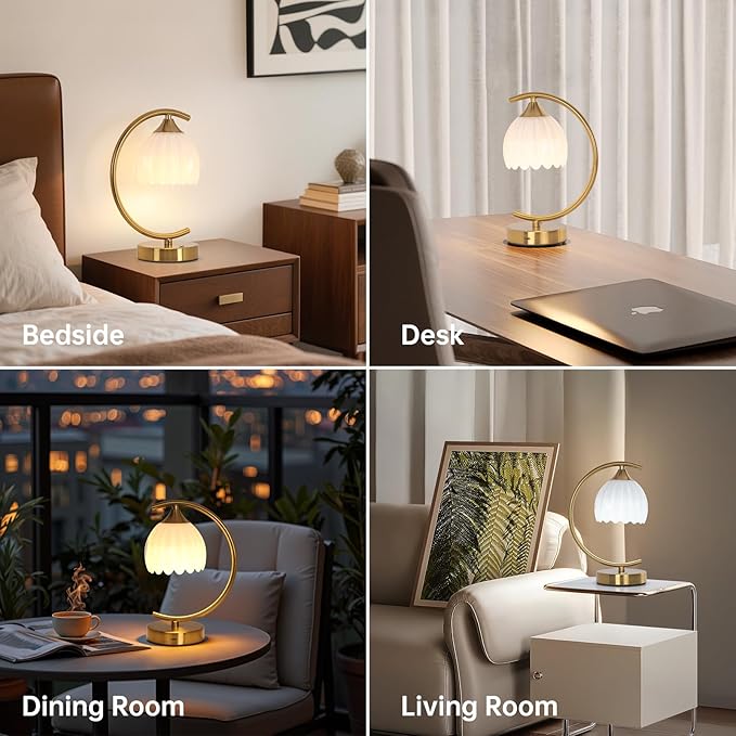 Rechargeable Table Lamp with 5200mAh Battery & Touch Control - 3 Adjustable Color Temperature Bulb, Dimmable Table Light for Bedroom, Office Desk, Nightstand, Home Decor(White, 1 Pack)