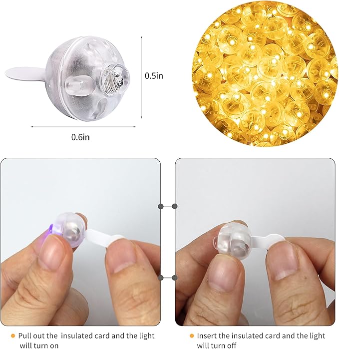 Aogist 50 PCS Warm White Balloon Lights,Waterproof Mini Spotlight Long Standby Time Battery Powered for DIY Craft & Christmas Halloween Decor.Perfect for Miniatures,Dollhouse Accessories,Displays
