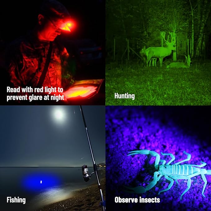 NICRON D10 Rechargeable Flashlights, 500 High Lumens EDC Mini Flashlight with Magnet 360° Rotation, RGB&UV Lights, IP54 Waterproof, Flexible Headlamp for Camping Fishing Hiking(Orange)