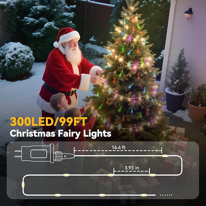 LitHome 300LED 99FT Christmas Led Fairy Lights Plug in, Color Changing Christmas Fairy Lights with Remote, 9 Modes Led String Lights Indoor Dimmable, Fairy String Lights for Xmas Home Party Decor