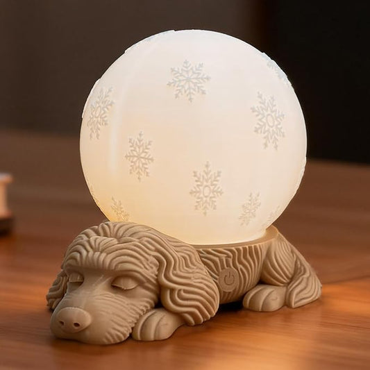 Cute Dog Lamp, Touch Control Battery Operated Bedside Lamp for Bedroom, Adjustable 3 Color Temperatures Rotatable Table Lamps for Nightstand, Nursery