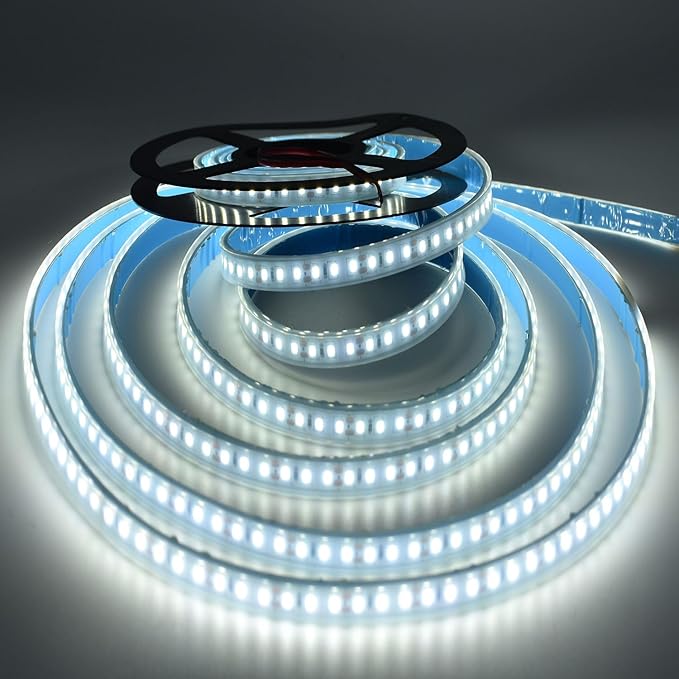 SUYOOULIN LED Strip Lights, 30000LM AC110V/120V 33ft/10m SMD 2835 1200 LEDs Light Strips Tube Waterproof IP67 LED Ribbon, 2 Times Brightness Than Low Voltage Strip Lights (Cold White 6500K)