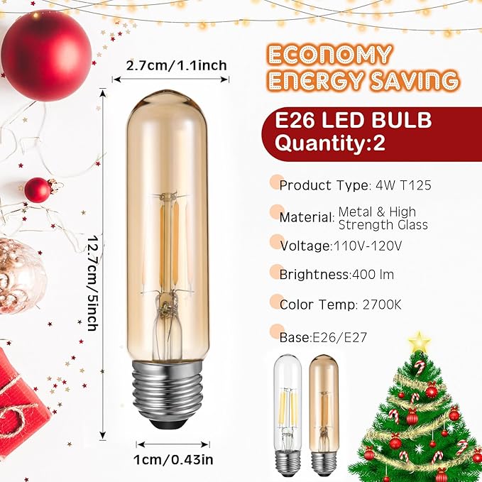 Baquler Large Ceramic Christmas Tree Wiring Kit, with 4 Watts LED Bulbs, E26 Candelabra Base, Lamp Wiring Kit, Christmas Tree Replacement Lights for Desk Lamp Lighting Large Size Objects DIY Projects