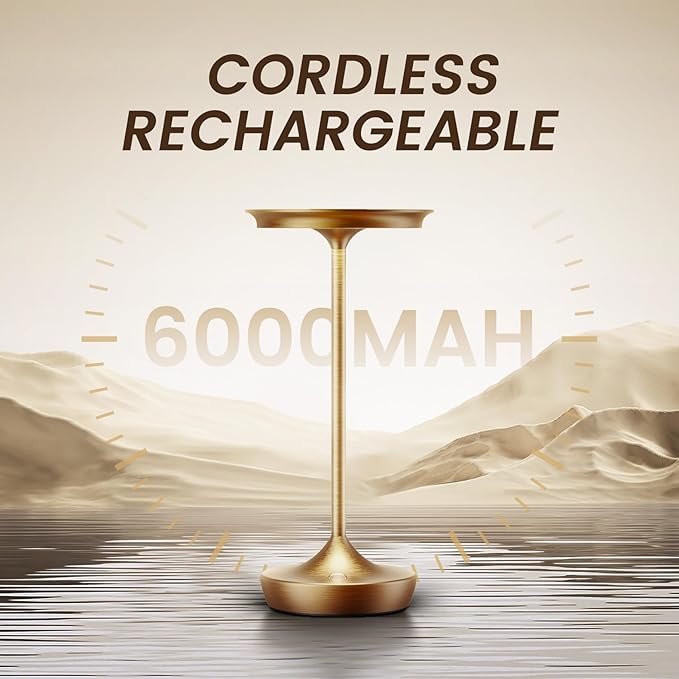 LED Cordless Table Lamp Rechargeable- Battery Operated Touch Lamps,Portable 3 Color Dimming Waterproof Light for Patio/Restaurant/Dining/Outdoor(Titanium)