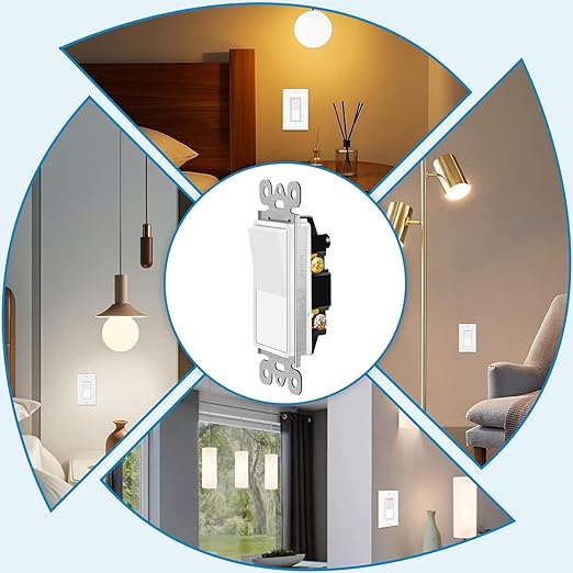 Greencycle 15 Amp Single Pole Light Switch White 100Pack,SP Rocker Paddle Light Switch,120V-277V AC,On/Off Wall Switch,Residential/Commercial Grade,Home & Office,UL Listed