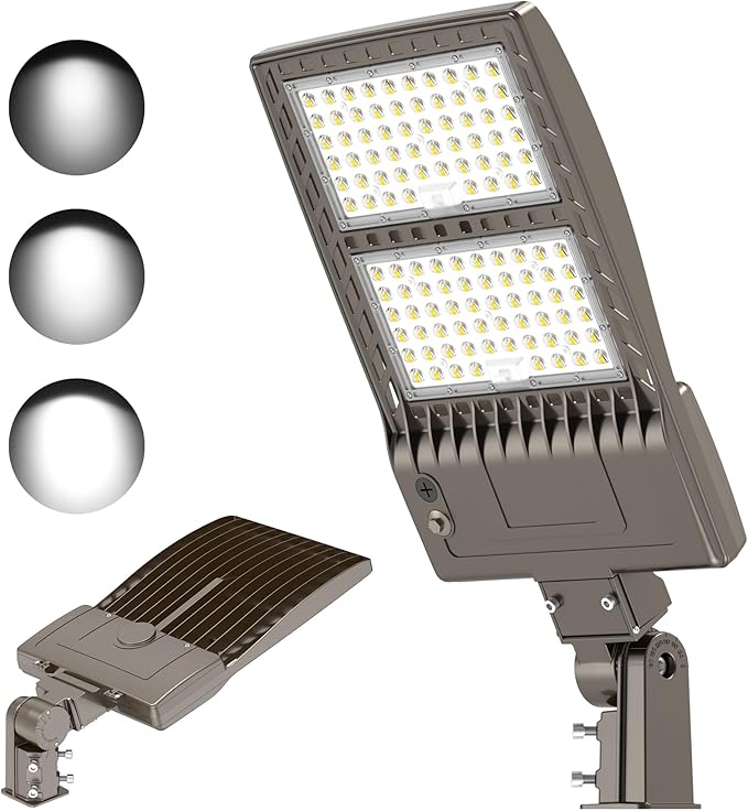 400W LED Parking Lot Light 60,000LM, Power Adjustable DLC UL Listed LED Shoebox Parking Pole Light 5000K IP65 Waterproof Outdoor Commercial Area Lighting Industrial Grade with Slip Fitter 110V 120V