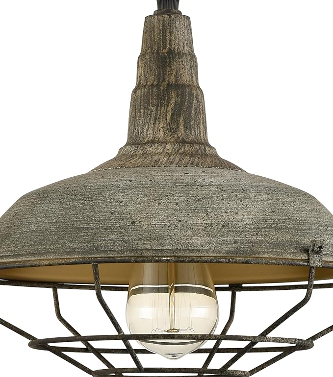 HOLKIRT Farmhouse Barn Pendant Light Dimmable Hanging Ceiling Light Fixture with Cage Stained Finish Mold Color 1-Light for Kitchen Dining Bedroom