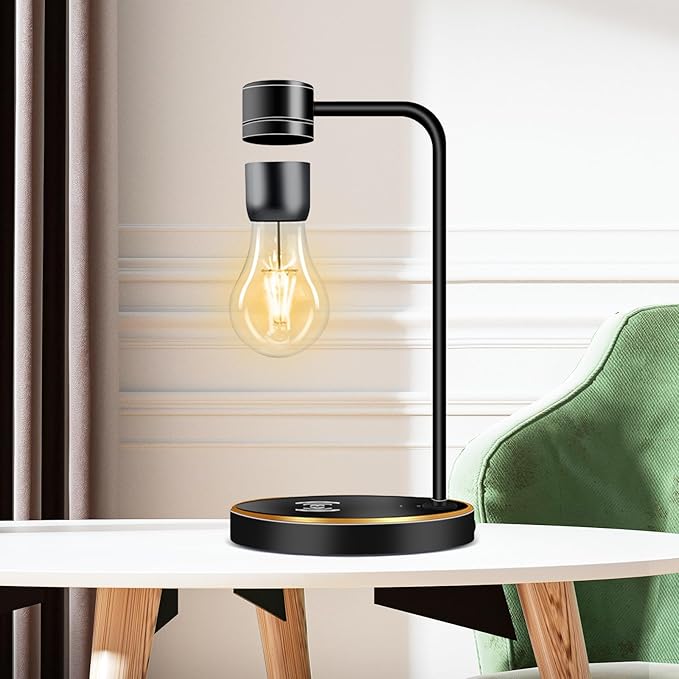 VGAzer Floating Light Bulb,Wireless Charger Magnetic Levitation Bulb Night Lights, Levitating Bulb Lamp for Room, Office Desk Decoration