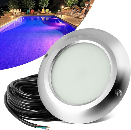 HUSUKU 5.8 Inch RGB LED Pool Light - 50FT 60W 6000LM Ultra Slim Pool Light for Inground Pools Waterproof IP68, 12V Underwater Swimming Pool Light Fixture(1/2 NPT Thread, Remote Control NOT Includ)