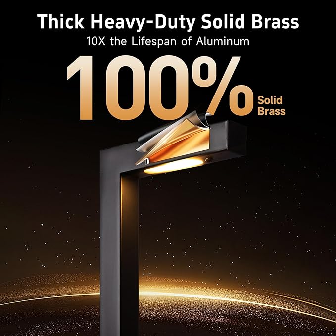 Gardenreet Waterproof Low Voltage Walkway Lights, Black Brass Outdoor Pathway Light, IP65 LED Bronze L Shape Sideway Lamp for Driveway Backyard Patio with 3W 270LM 4000K G4 Bulb 12 Pack