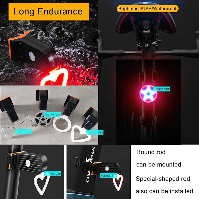 Rechargeable Bike Tail Light LED Bicycle Rear Light Cycling Night Essential Bright Seat Back Safety Lamp 5 Modes Warning Waterproof Flash MTB Light for Men Women Kids