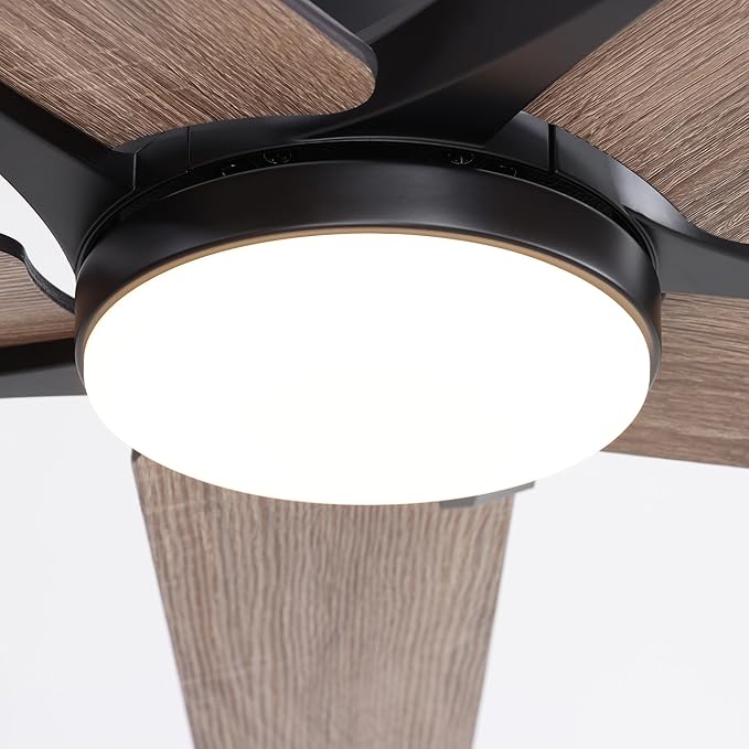 52 Inch Ceiling Fans with Lights and Remote Control for Bedroom, Modern Black Ceiling Fan with Quiet Reversible DC Motor, 3CCT, Dimmable, LED Lighting for Living Room, Patio, Indoor and Outdoor