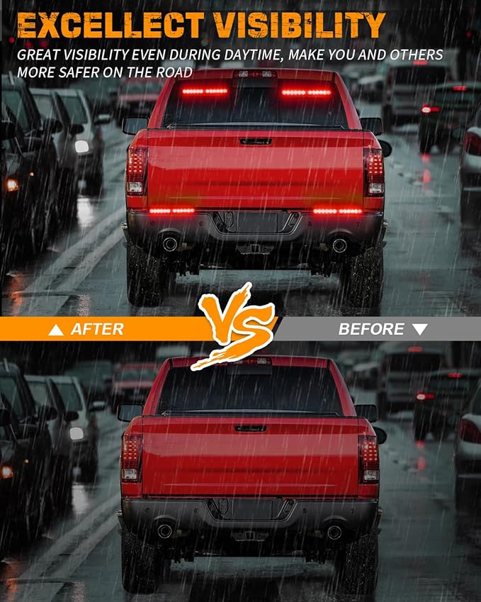 XRIDONSEN 2x 10.7 inch Red Emergency Lights 24 LED Strobe Light Bar Warning Flashing Safety Dash Side Window Front/Rear windshield Lights Traffic Advisor for Firefighter Police Vehicles Fire Trucks