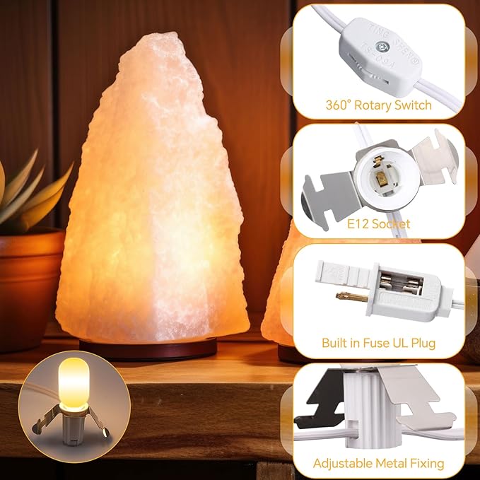 Leelosp 4 Pack 11.5 FT Accessory Cord with 5 LED Light Bulb, Christmas Village Light Cord with On/Off Switch E12 Double Fuse Socket for Blow Mold Christmas Trees Holiday Decorations