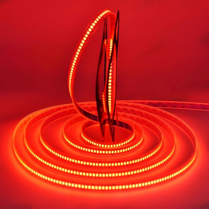SUYOOULIN LED Strip Lights, AC110V/120V 16.4ft/5m 15000LM SMD 2835 600 LEDs Light Strips Tube Waterproof IP67 LED Ribbon, 2 Times Brightness Than Low Voltage Strip Lights (Red)