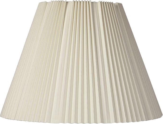 Eggshell Pleated Large Empire Lamp Shade 9" Top x 17" Bottom x 11.75" High x 12.25" Slant (Spider) Replacement with Harp and Finial - Springcrest