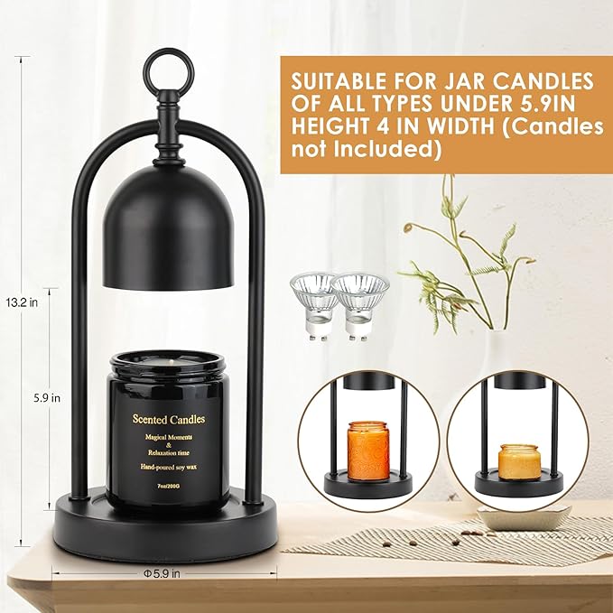 Candle Warmer Lamp with Timer, Electric Dimmable Candle Light Warmer, Wax Melt Warmer for Jar Candles, House Warming for Women, Teenage Girls