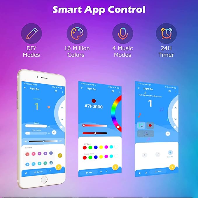 DS Smart LED Light Bars, Gaming Lights, Ambient Light, RGB TV Backlights with Scene Modes and Music Modes for Gaming, Computer Case, PC Monitor, TV, Laptop (Z Series)