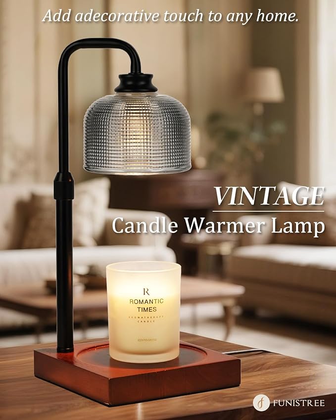 Candle Warmer Lamp with Timer Dimmable, Adjustable Height Candle Warmer, Birthday Gifts for Women Mom House Warming Gifts New Home, Wax Warmer for Jar Candles with 2 Bulbs
