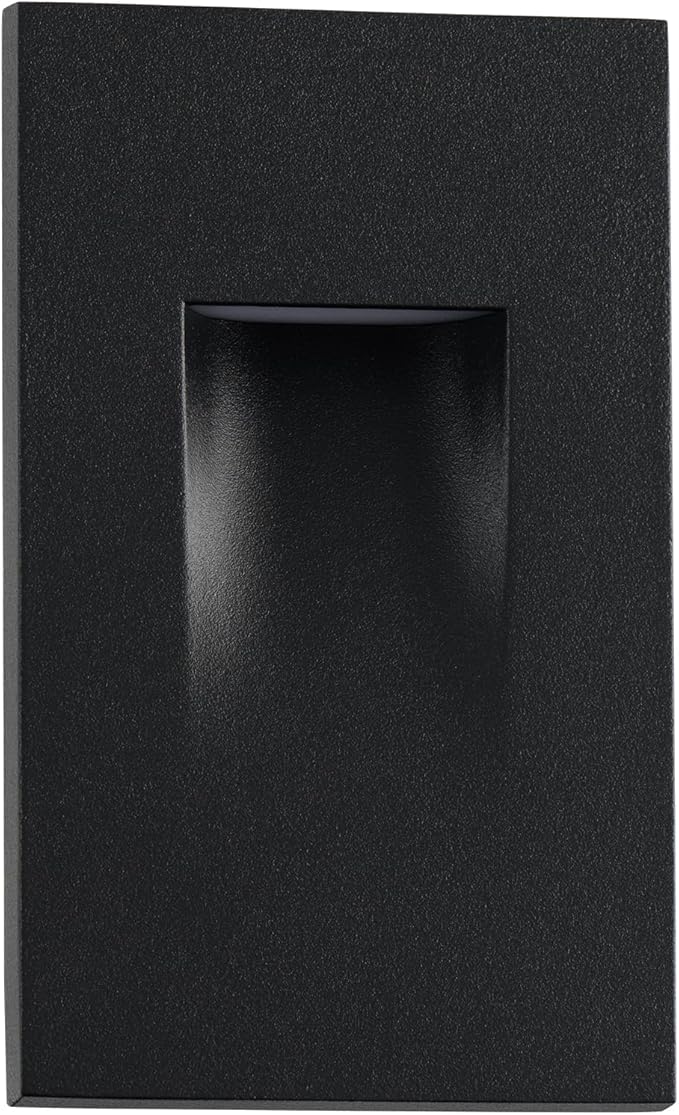 Builder Essentials Indoor or Outdoor 120V Input LED Step or Patio Deck Light Vertical Orientation with 3-CCT 2700K-3000K-4000K Selectability in Matte Black