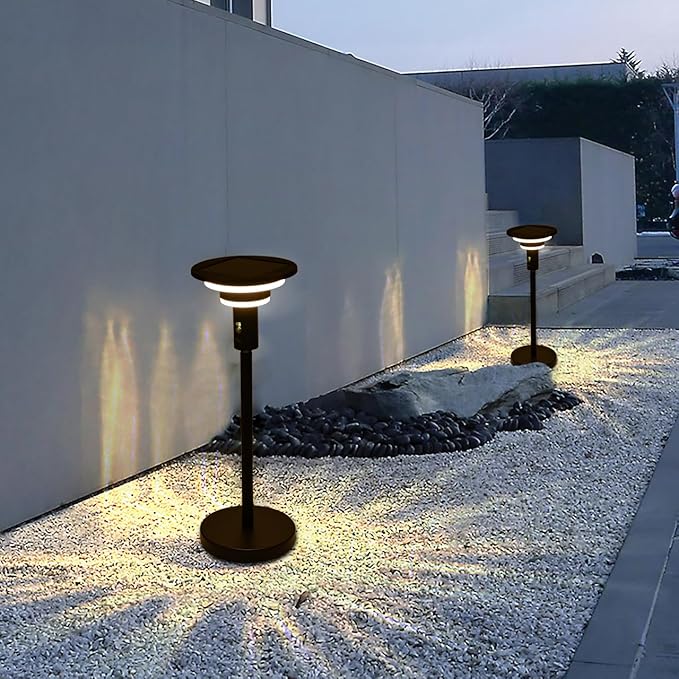 Solar Floor Lamp for Patio Waterproof IP44,Outdoor USB Rechargeable Cordless Floor Lamp with 3 Modes,Height Adjustable,Warm White 3000k Standing Solar Lights for Deck, Porch, Camping