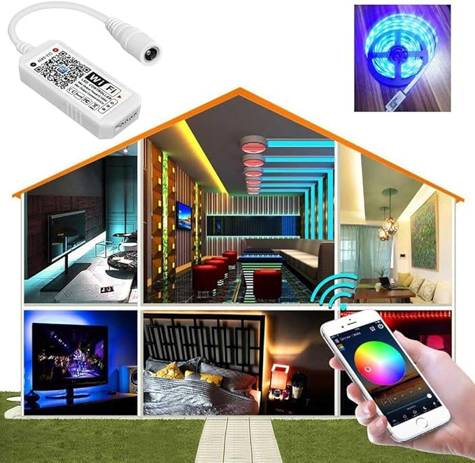 Aubric Smart WiFi LED Controller, RGB Led Strip Lights Wireless Controller, Compatible with Alexa & Google Home & IFTTT, Free Magic Home App via iOS or Android Smartphone (2 Pack)