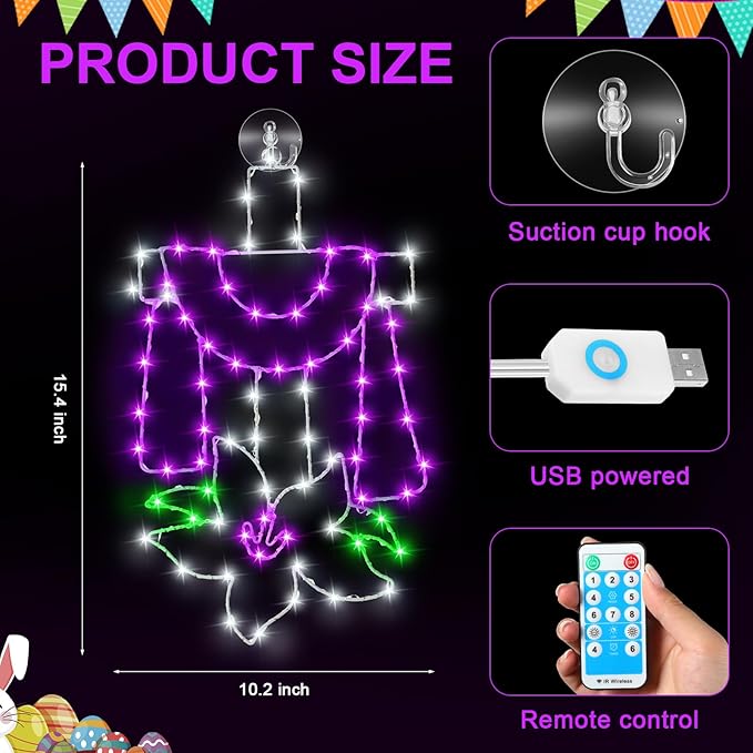 Easter Window Lights Decoration Easter Silhouette Light with Remote Controlled LED Lights USB Plug Powered with 8 Lighted Modes He Is Risen Door Decor for Indoor Outdoor Party(Cross)