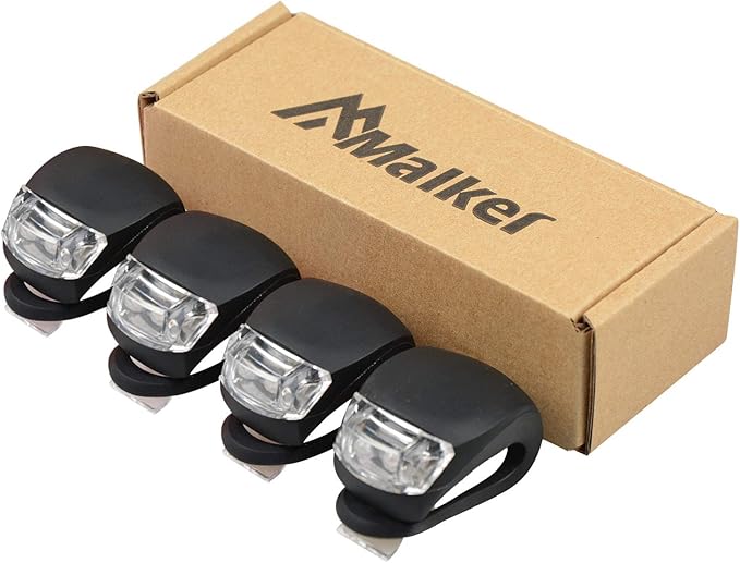 Malker Bicycle Light Front and Rear Silicone LED Bike Light Set - Bike Headlight and Taillight,Waterproof & Safety Road,Mountain Bike Lights,Batteries Included