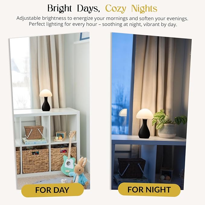Mushroom Table Lamp - Durable for kids/adult bedroom Night Light, Modern Nightstand Table Lamp for reading with 10 Adjustable Light Temperatures, Bedside Lamp for Unique, Aesthetic Home Decor