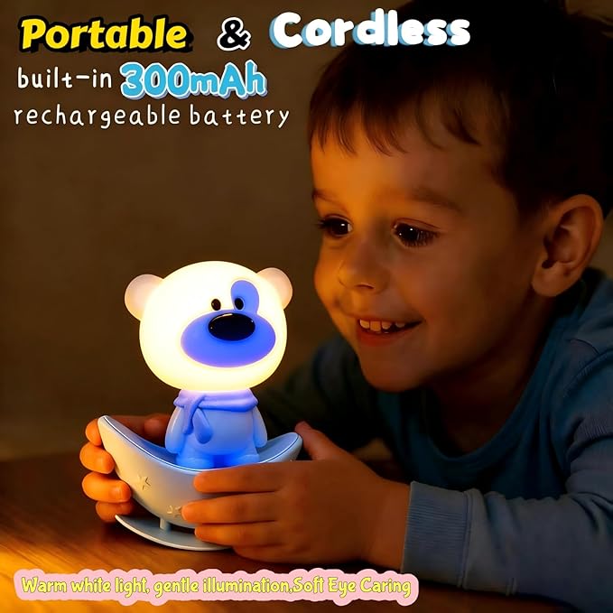 Night Lights for KidS,Rechargeable Nursery Night light,Small Lamps for Baby Nursery,Bluey Lamp Bear, Soft Warm Light,Breastfeeding,Sleep Aid,Cute Easter Gifts for Baby Toddler Kids Boys Girls