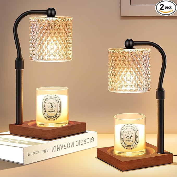 2 Pack Candle Warmer Lamp with Timer Dimmer Adjustable Height, Birthday Housewarming New Home Decor Gifts for Women, Electric Wax Warmer for Jar Candles