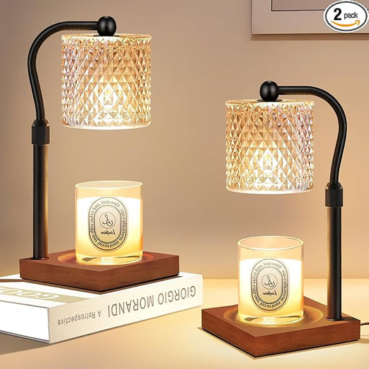 2 Pack Candle Warmer Lamp with Timer Dimmer Adjustable Height, Birthday Housewarming New Home Decor Gifts for Women, Electric Wax Warmer for Jar Candles
