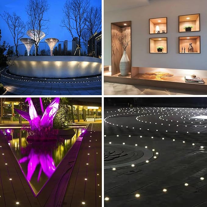 LED Mini In-Ground Starlight, 1W 12V DC Low Voltage Recessed Well Light, IP67 Waterproof, Buried Underground Marker Outdoor Landscape Lighting,Warm White 3000K (12V DC, 1 Pack)