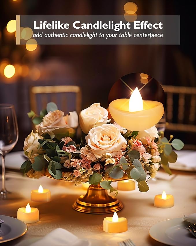 Flameless Candles, 50 Pack LED Tea Lights Candles Battery Operated, Last 200+ Hrs Flickering Tea Lights, Flameless Tealight Candles for Halloween Diwali Fall Christmas Wedding