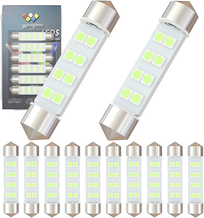 DC 24V 44mm Festoon 578 LED Bulb 569 6429 6413 LED 212-2 Car Bulb Ice Blue for Truck Boat Interior Dome Glove box Trunk Lights(Pack 12)