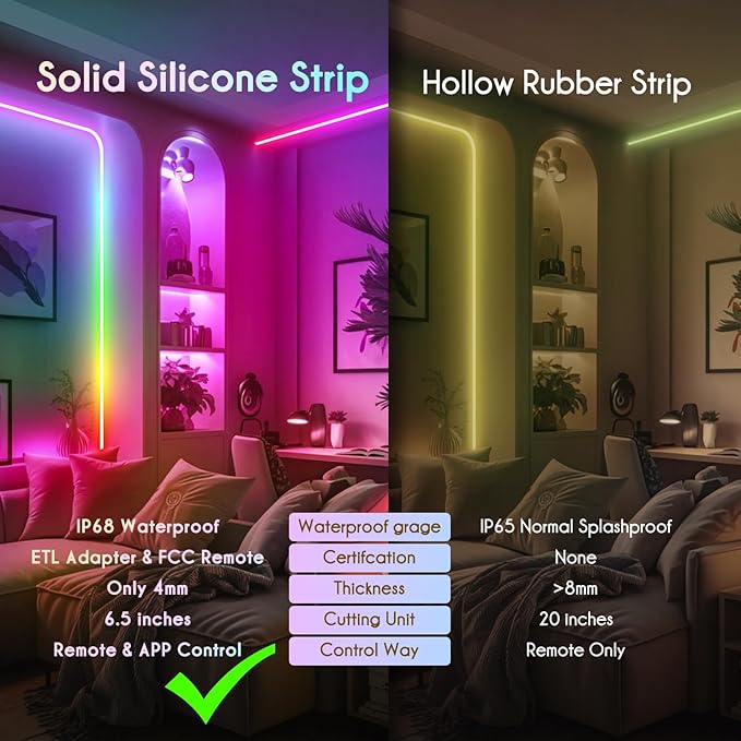Shine Decor IP68 LED Strip Light 16.4 FT, DC 24V RGB+IC LED Strip Lights, Outdoor Rope Lights with Remote APP Control Music Sync, Color Chasing LED Lights Strip for Chrismas, Pool, Home Decor