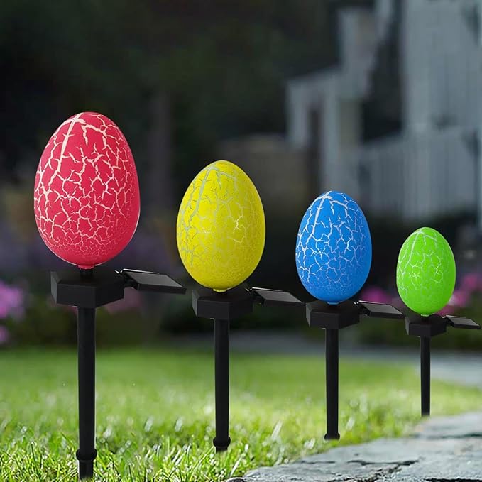 Easter Egg Lights Outdoor, Waterproof Solar Garden Lights for Easter Decorations, Garden Layout Night Light Wall Lamps Easter Ambient Light Decor for Courtyard Patio Yard Pathway Lawn Office (A)