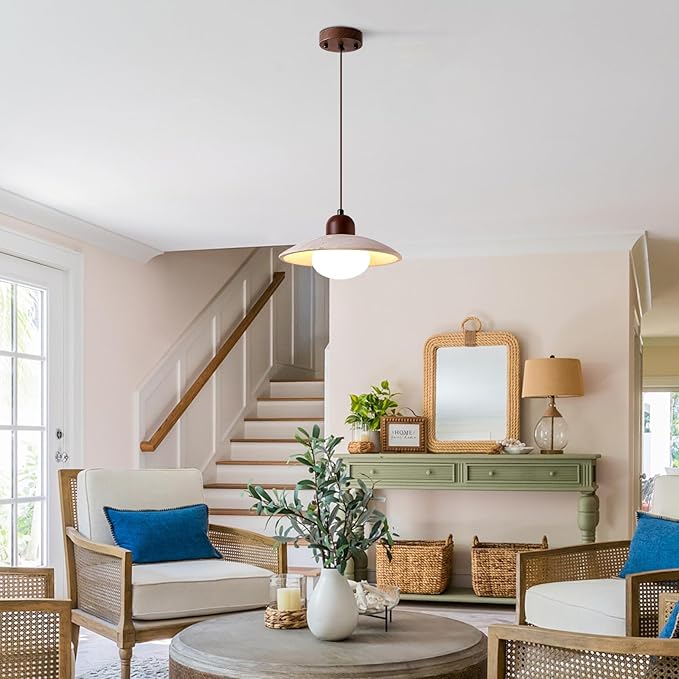 Modern Dome Pendant Light 7.9" Natural Stone Farmhouse Pendant Lights Nordic Marble Kitchen Island Hanging Lights for Dining Room Hallway