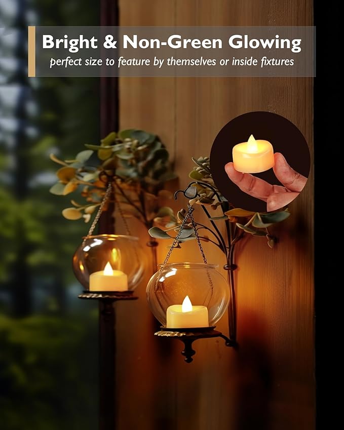 Flameless Candles, 100 Pack LED Tea Lights Candles Battery Operated, Last 200+ Hrs Flickering Tea Lights, Flameless Tealight Candles for Halloween Diwali Fall Christmas Wedding